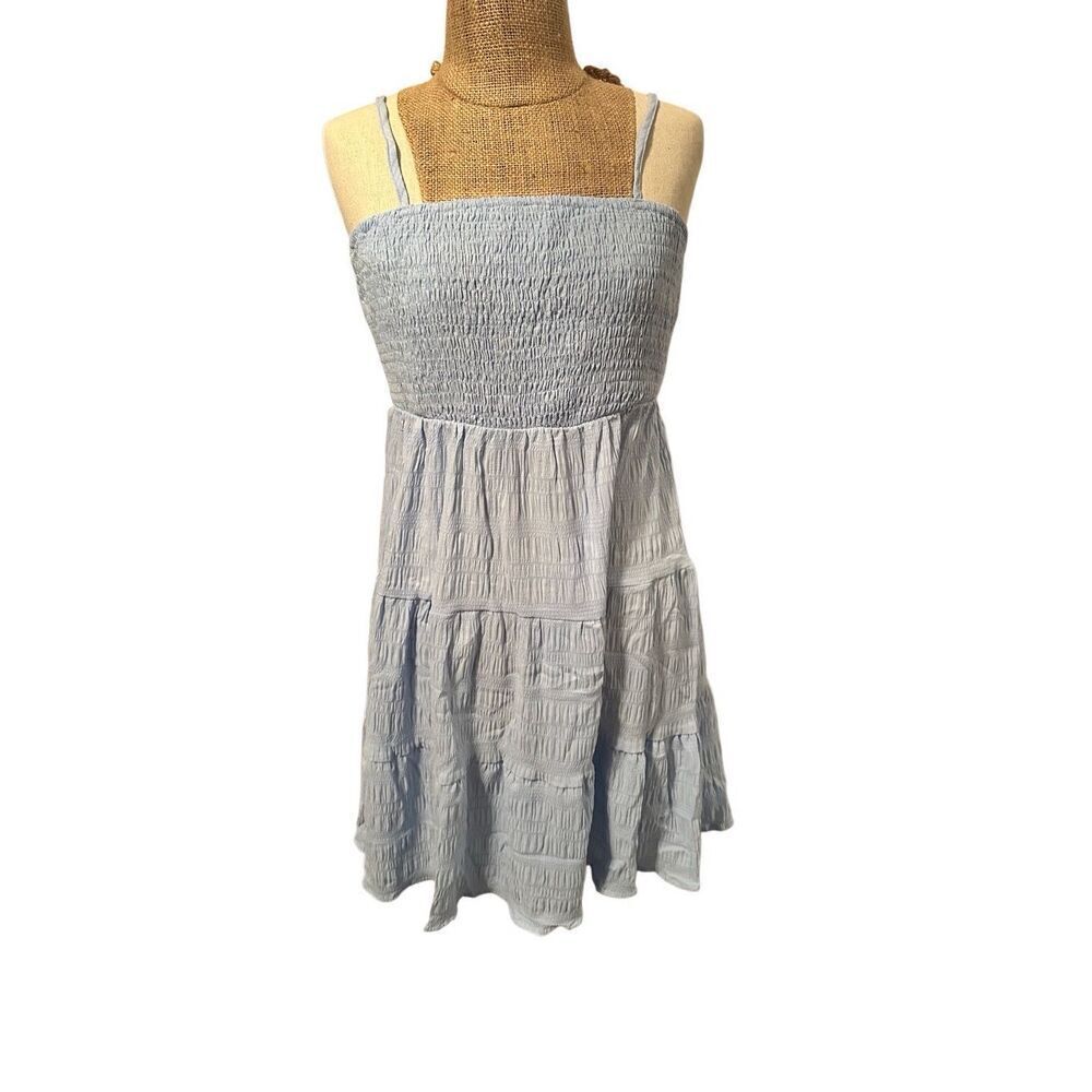 Cupshe dress - sz large - baby blue - tiered - spaghetti strap